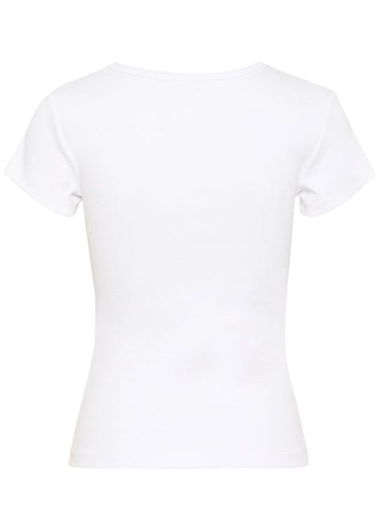 Back view of plus size Part Two Short Sleeve Scoopneck Ribbed Tee in Bright White