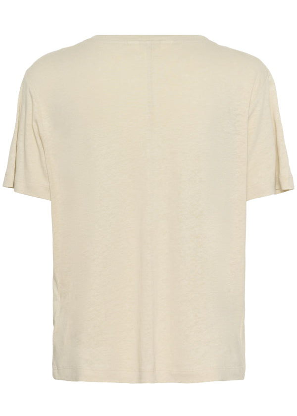 back view of Part Two V-Neck Linen blend T-shirt in French Oak