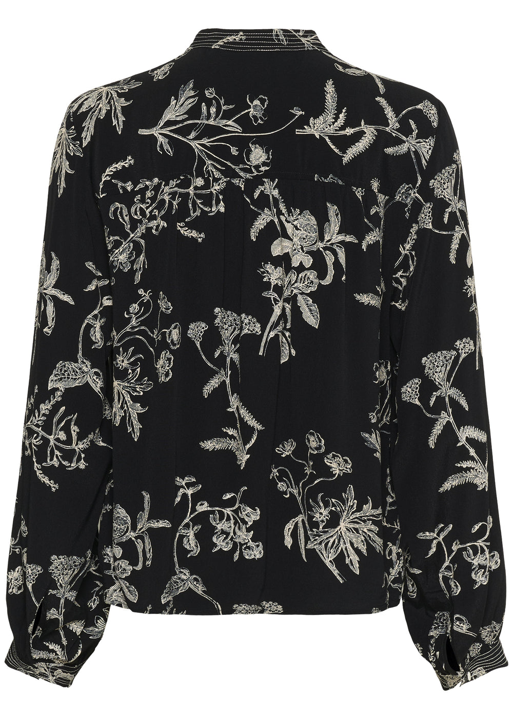 back view of Front view of Part Two Shiroma Long Sleeve Print plus size Blouse in Black Print