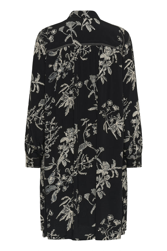 Part Two Sanes long sleeve print dress in Black Print
