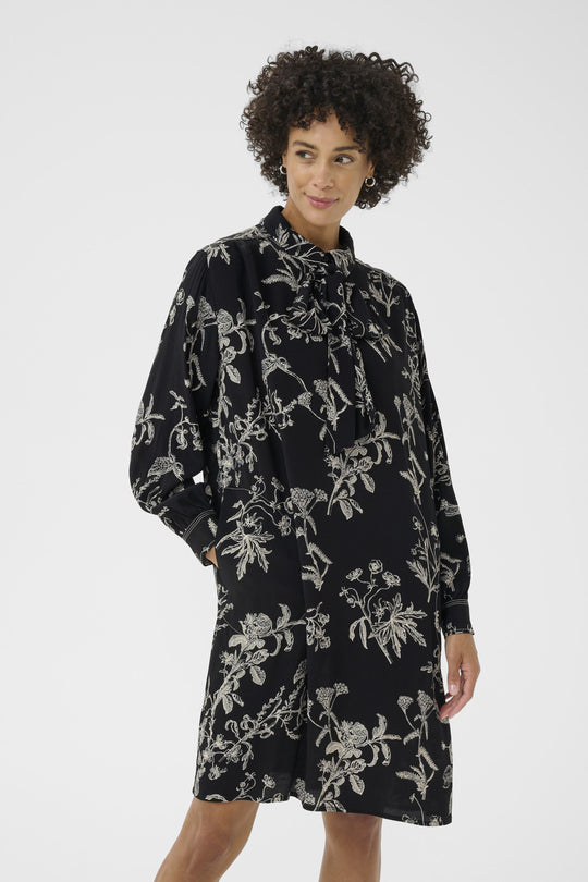 Part Two Sanes long sleeve print dress in Black Print