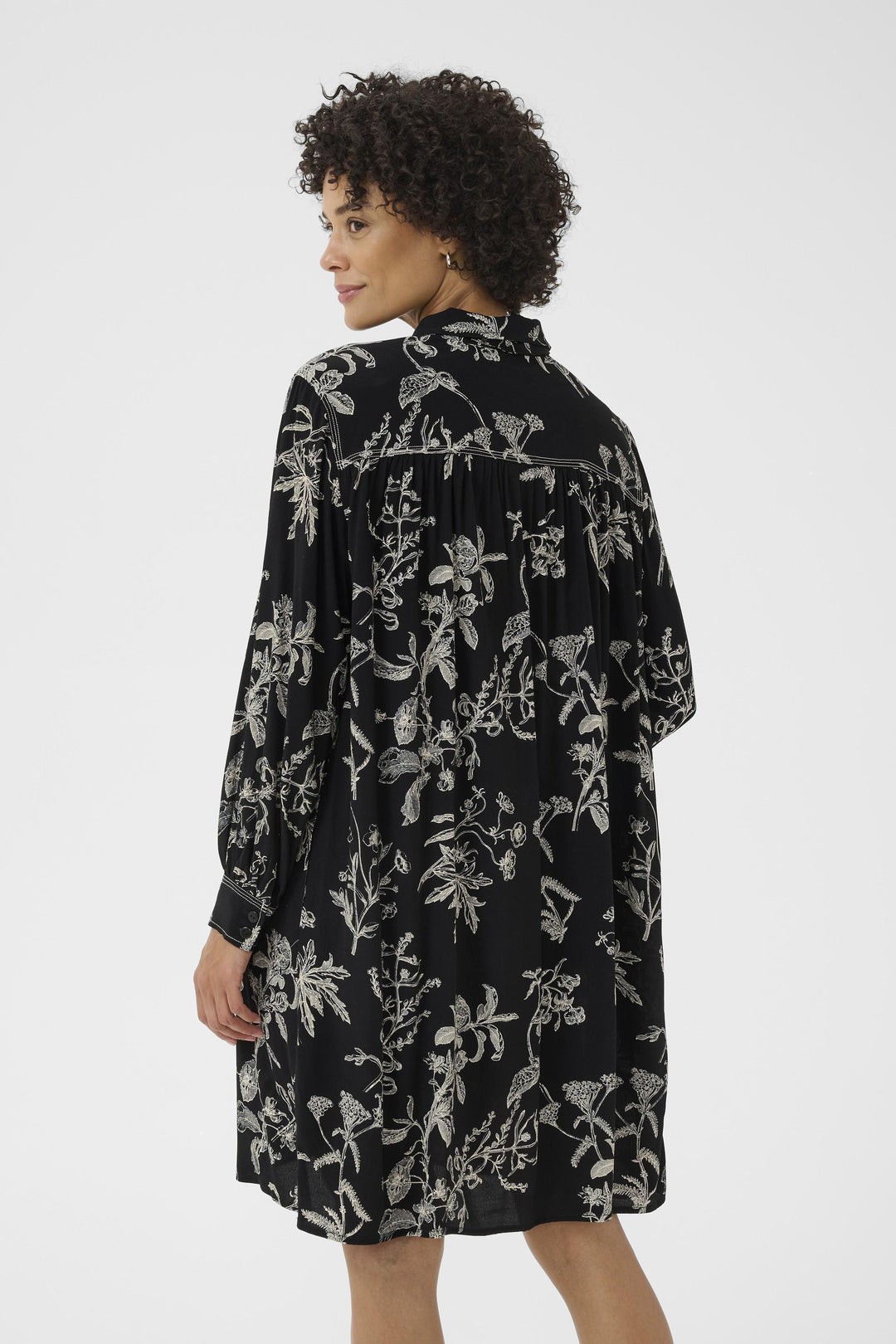 Part Two Sanes long sleeve print dress in Black Print