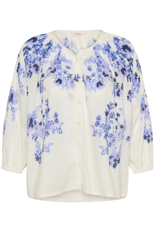 Part Two Alexi Gathered Neck Peasant Top in Blue Shadow Floral