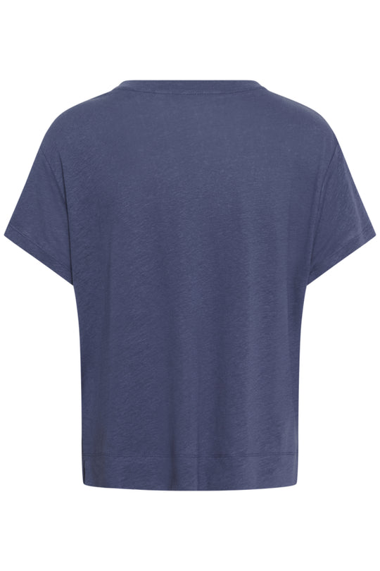 Part Two Anemona Seam Front Boxy Tee in Blue Indigo