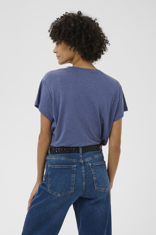 Part Two Anemona Seam Front Boxy Tee in Blue Indigo