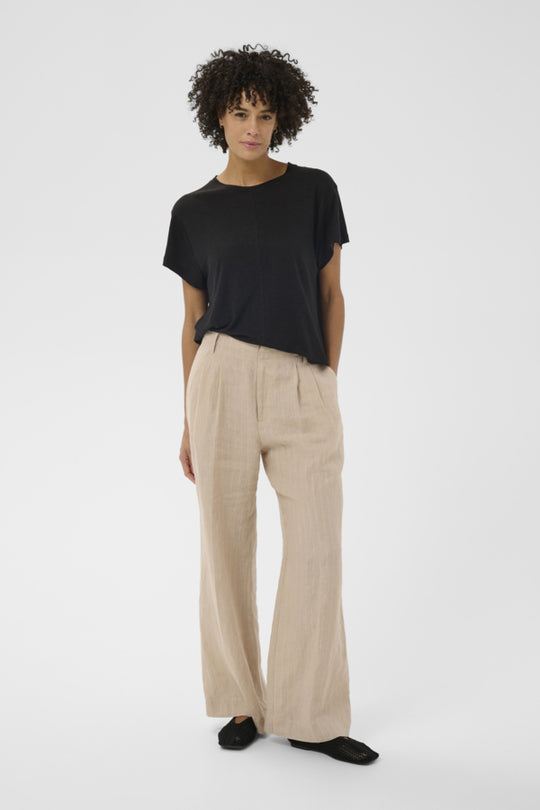 Part Two Anemona Seam Front Boxy Tee in Black