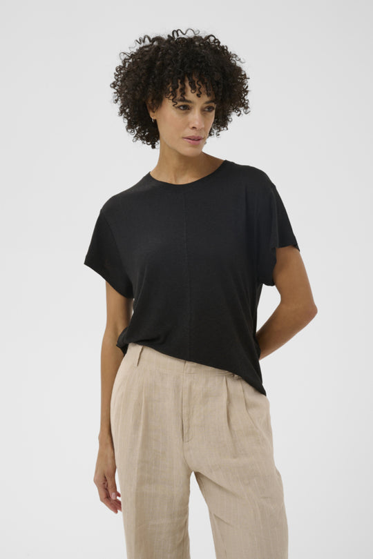 Part Two Anemona Seam Front Boxy Tee in Black