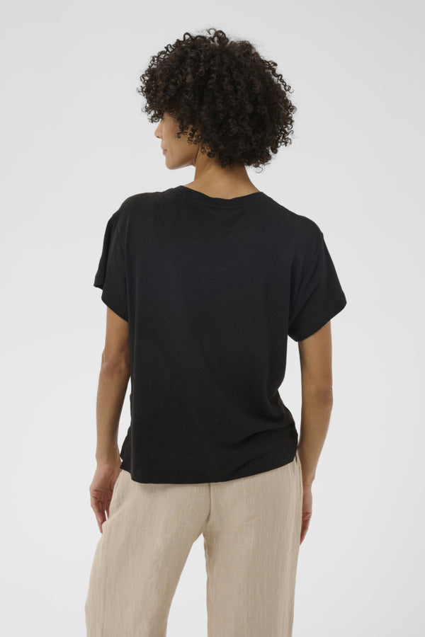 Part Two Anemona Seam Front Boxy Tee in Black