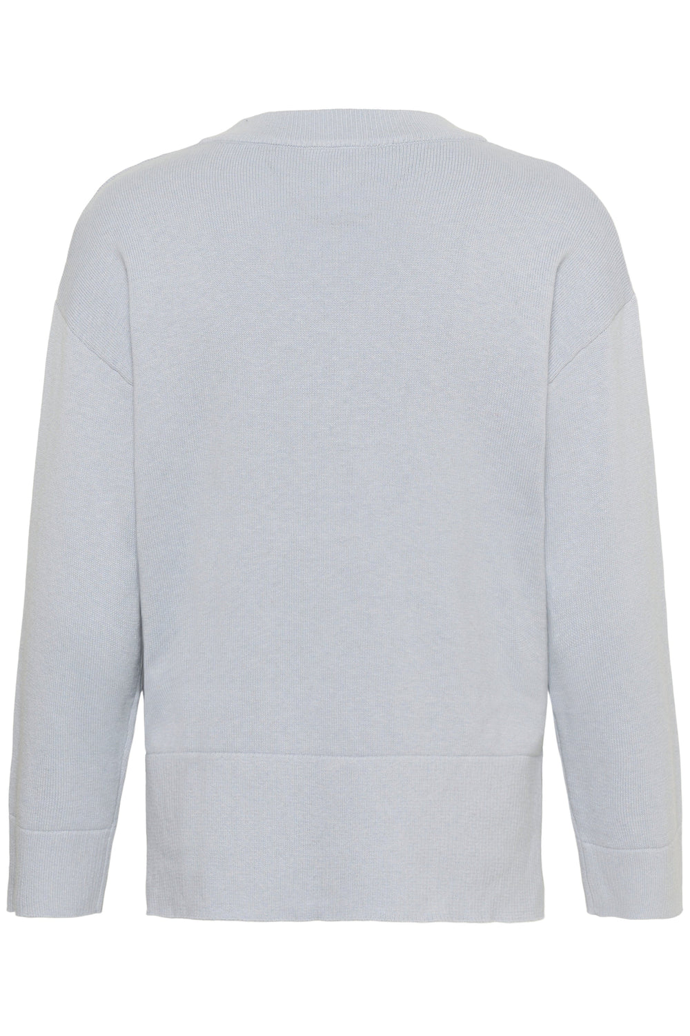 Part Two grey cotton-cashmere V-neck sweater, long sleeves, back view