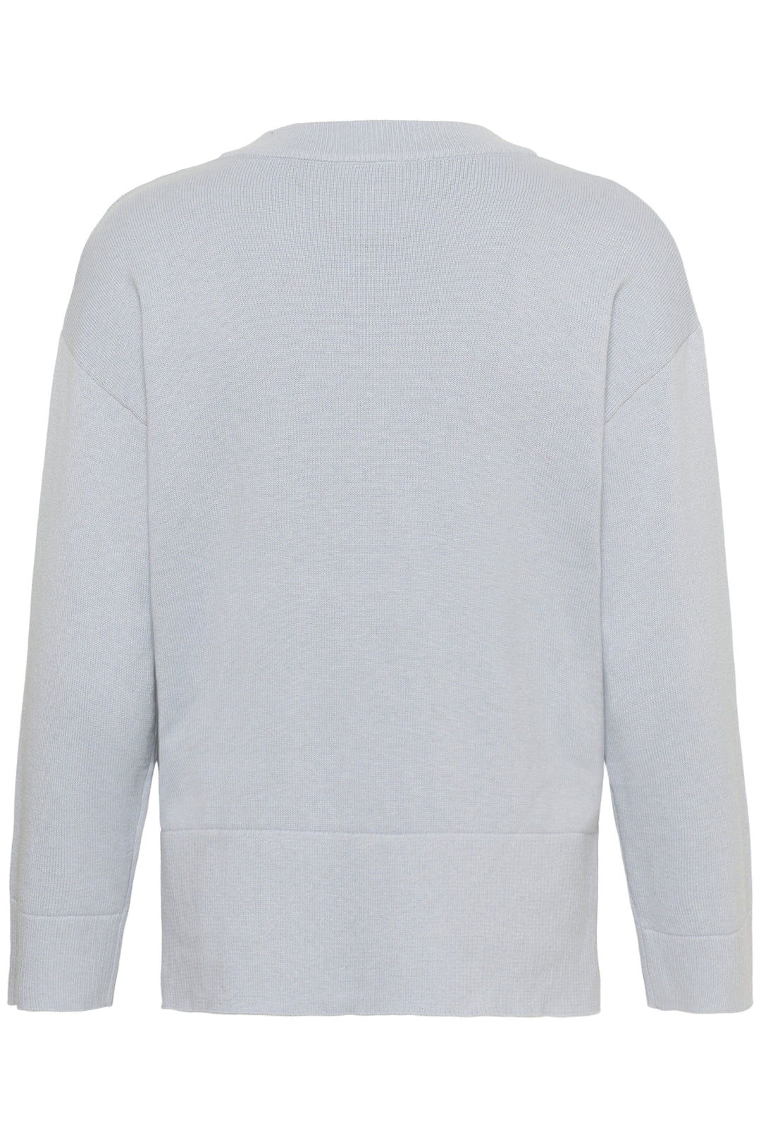 Part Two grey cotton-cashmere V-neck sweater, long sleeves, back view