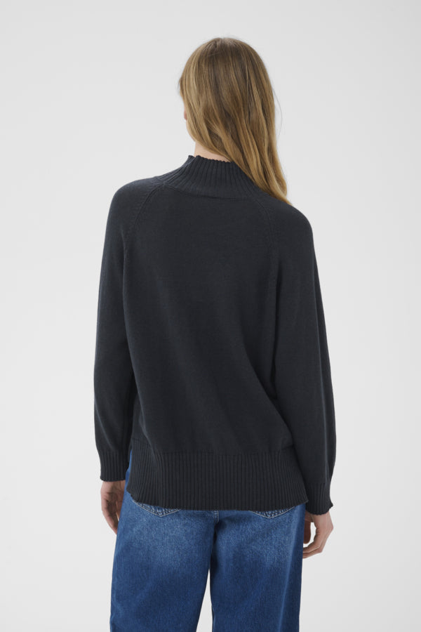 Part Two Chicky Cotton/Cashmere Rib Turtleneck Long Sleeve Pullover in Dark Navy