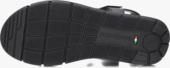 sole view of Nero Giardini Tamigi Sandal with Velcro Strap and Jewel Detail in Black