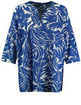 Samoon Cotton Print Tunic with 3/4 Sleeve in Blue Splash Print