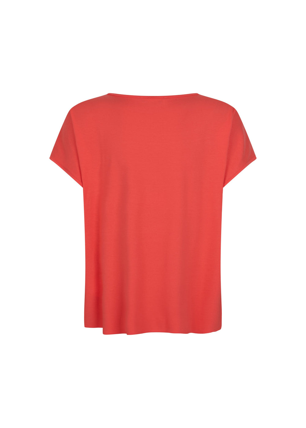 back view of Verpass plus size Jersey Short Sleeve Tee with Hardware at Neck in Coral