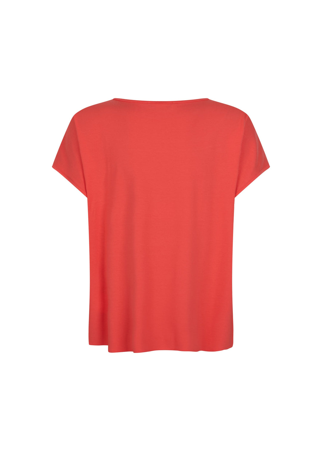 back view of Verpass plus size Jersey Short Sleeve Tee with Hardware at Neck in Coral