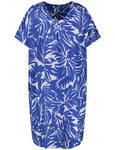 Samoon Short Sleeve Cotton Print Shift Dress in Blue Print
