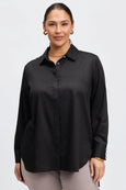 Foxcroft Large Pearl Button Cuff Shirt in Black