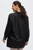 Foxcroft Large Pearl Button Cuff Shirt in Black