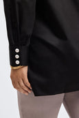 Foxcroft Large Pearl Button Cuff Shirt in Black