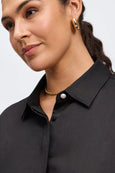 Foxcroft Large Pearl Button Cuff Shirt in Black