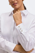 Foxcroft Large Pearl Button Cuff Shirt in White