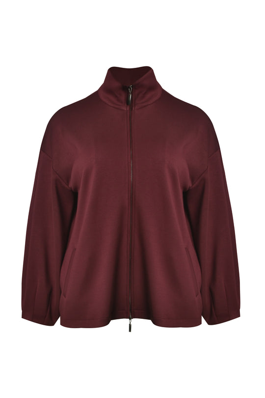 Mat Zip Front Athleisure Jacket in Bordeaux