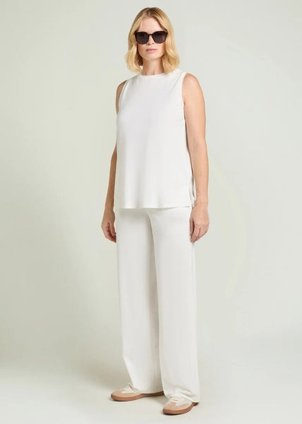 front view of plus size Luisa Viola A-line Jersey Tank with Side Slits in Milk