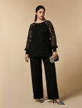 Marina Rinaldi Asia Lace Sleeve Sweater in Black