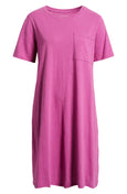 Eileen Fisher Organic Cotton Slubby Jersey short sleeve dress in Grape