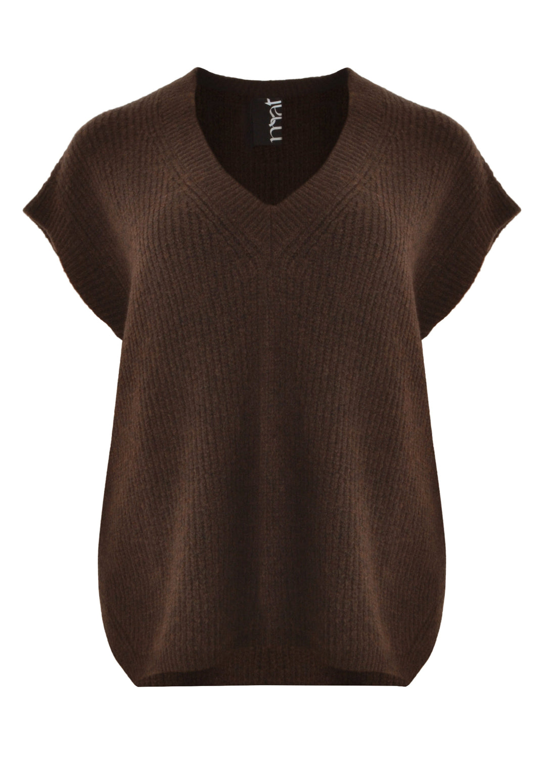 Mat Fashions V-Neck Sweater Knit Vest in Brown