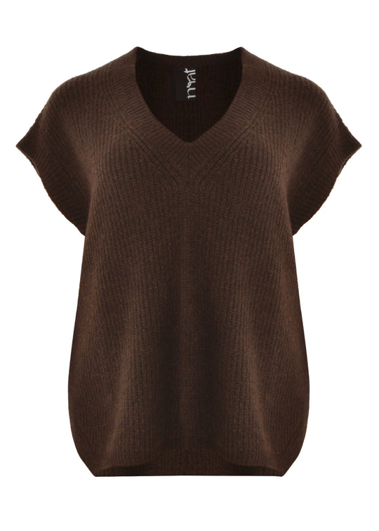 Mat Fashions V-Neck Sweater Knit Vest in Brown