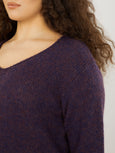 Mat V-Neck long Sleeve Sweater in Purple
