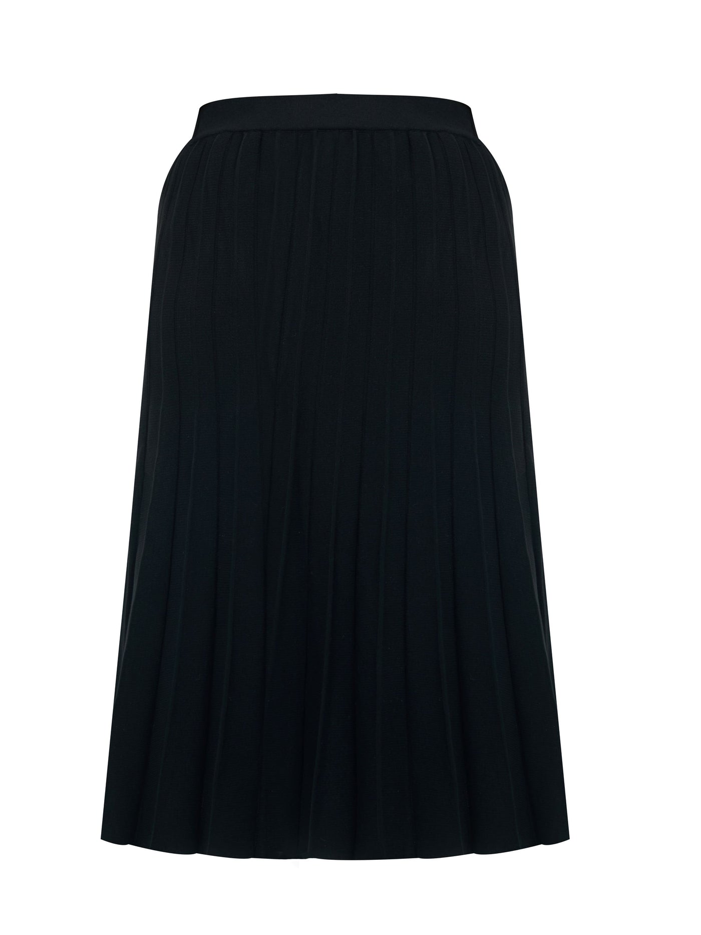 Mat Knit Pleated Long Skirt in Black