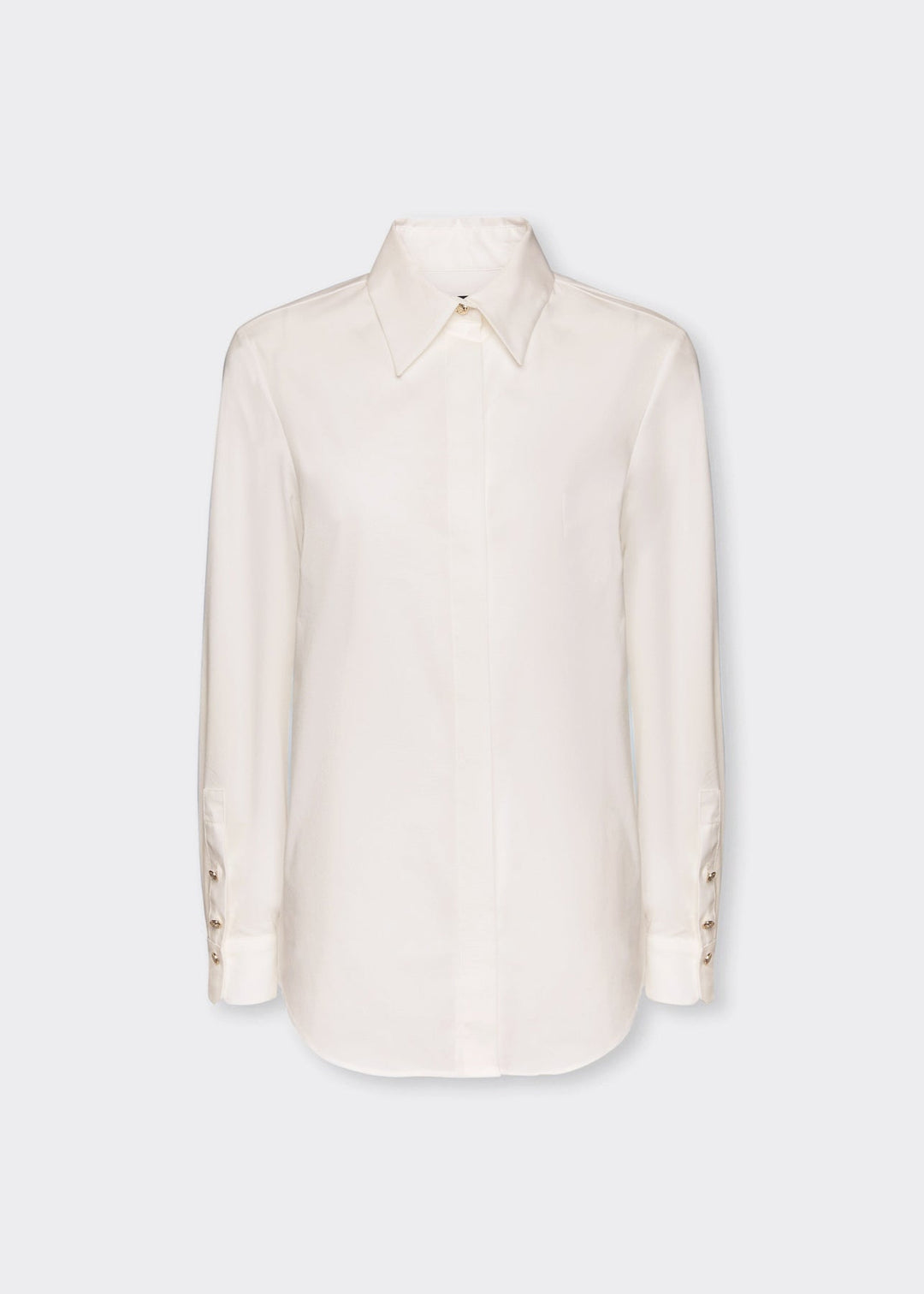 front view of plus size Elena Miro Oversize Stretch Poplin Shirt in White