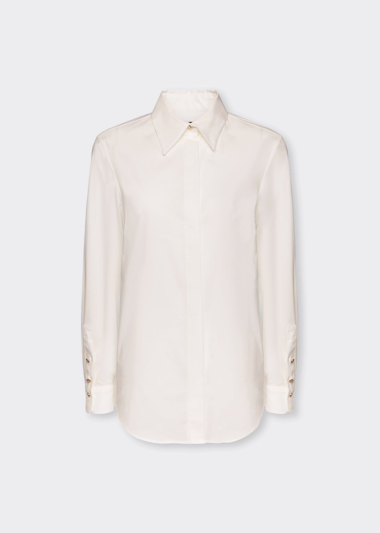 front view of plus size Elena Miro Oversize Stretch Poplin Shirt in White