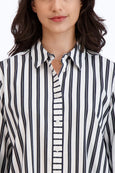 Foxcroft Striped Long Sleeve Boyfriend shirt in Railroad stripe