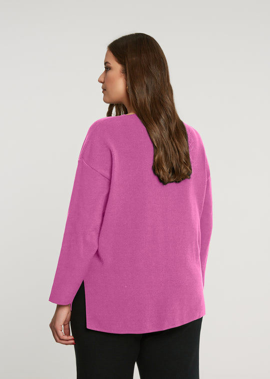 Mat V Neck Long Sleeve Sweater in Rose