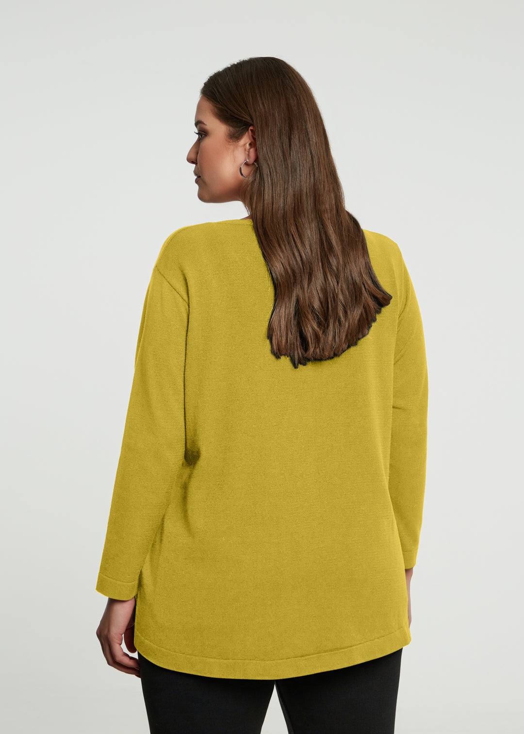 Mat Bateau neck Sweater with Centre Seam detail in Yellow