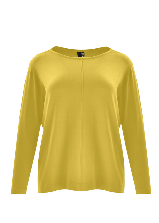 Mat Bateau neck Sweater with Centre Seam detail in Yellow