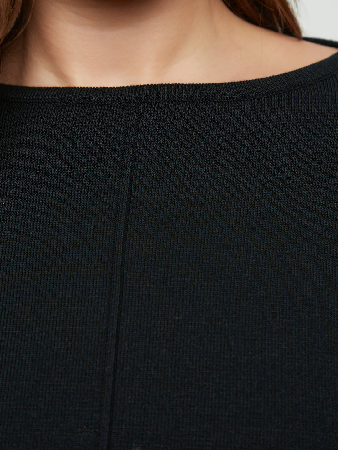 Mat Bateau neck Sweater with Centre Seam detail in Black