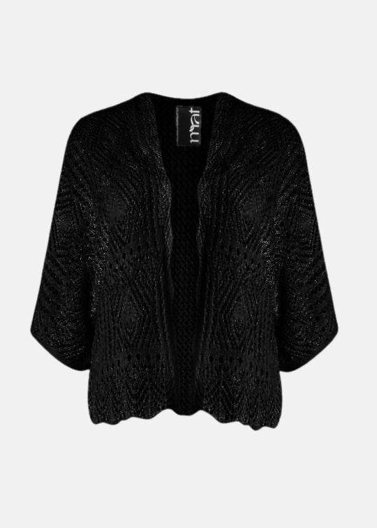 Mat Knit Crochet Bolero in Black