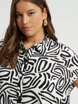 Mat Black & White Print Shirt Dress