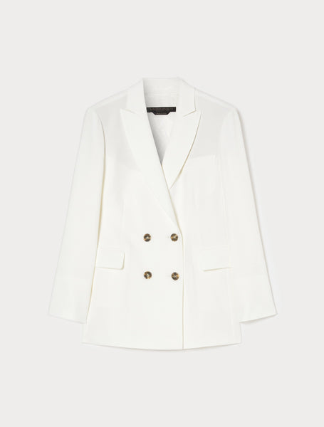 Marina Rinaldi Fox Double Breasted Blazer in White