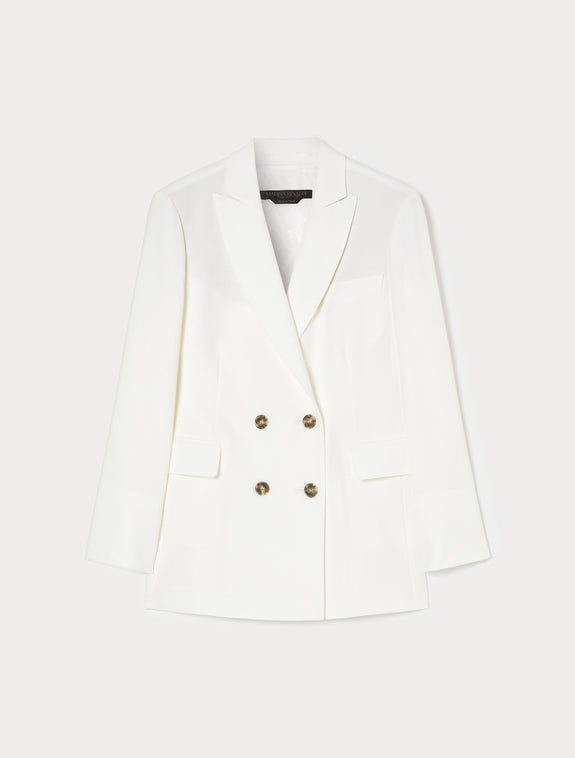 Marina Rinaldi Fox Double Breasted Blazer in White