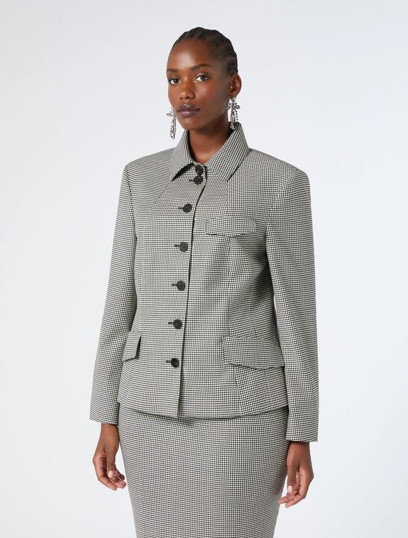 Marina Rinaldi Teglia Houndstooth Jacket in Blk/Wht