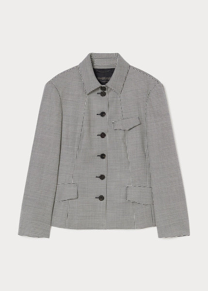 Marina Rinaldi Teglia Houndstooth Jacket in Blk/Wht