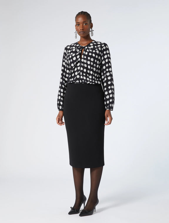 Marina Rinaldi Osaka Slim Pencil Flared Skirt in Black