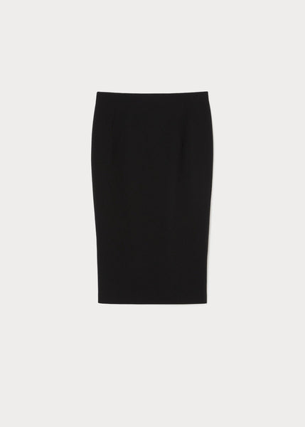 front of plus size Marina Rinaldi Osaka Slim Pencil Flared Skirt in Black