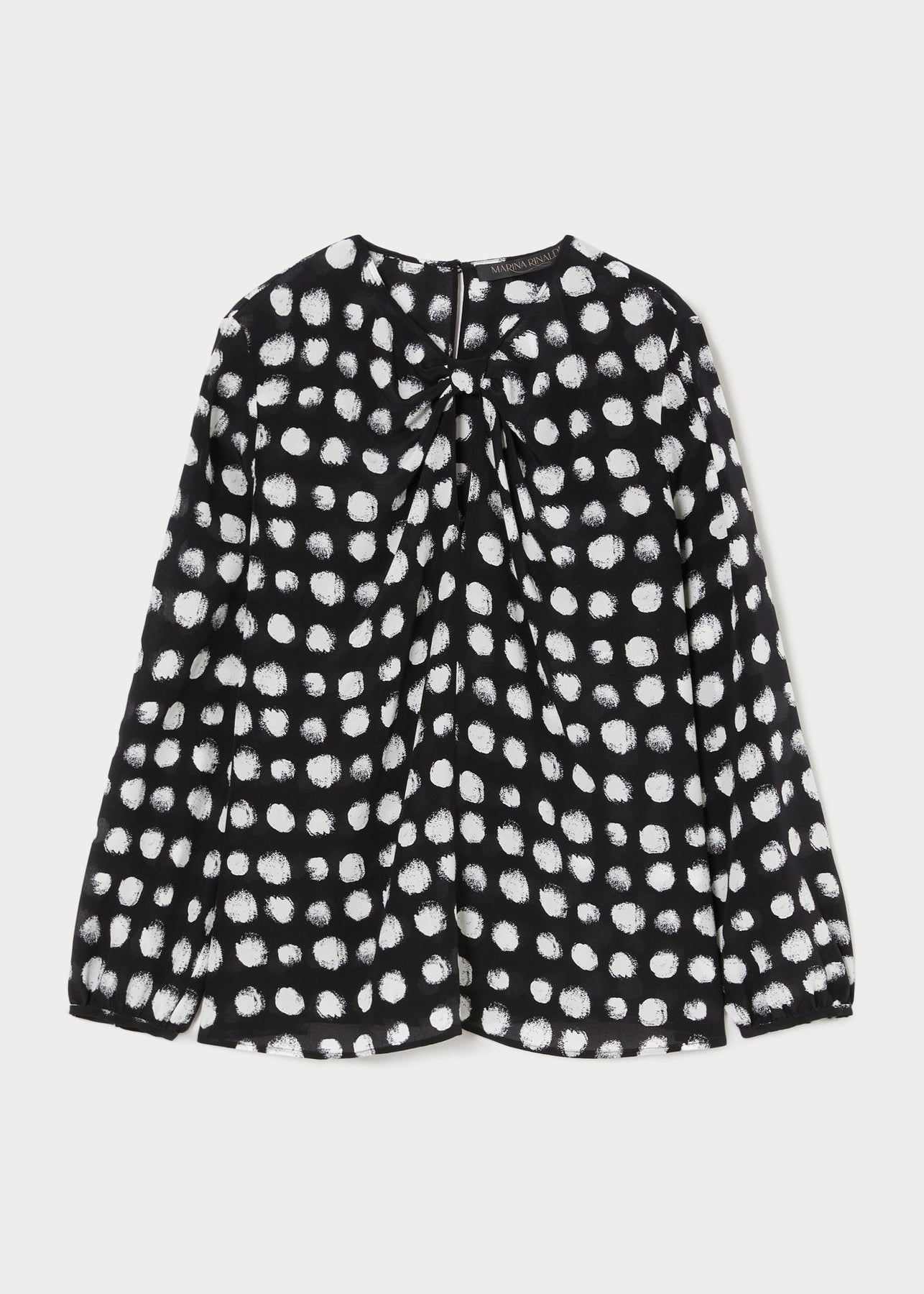 Marina Rinaldi Plata Twist Neck Dot Print Silk Blouse