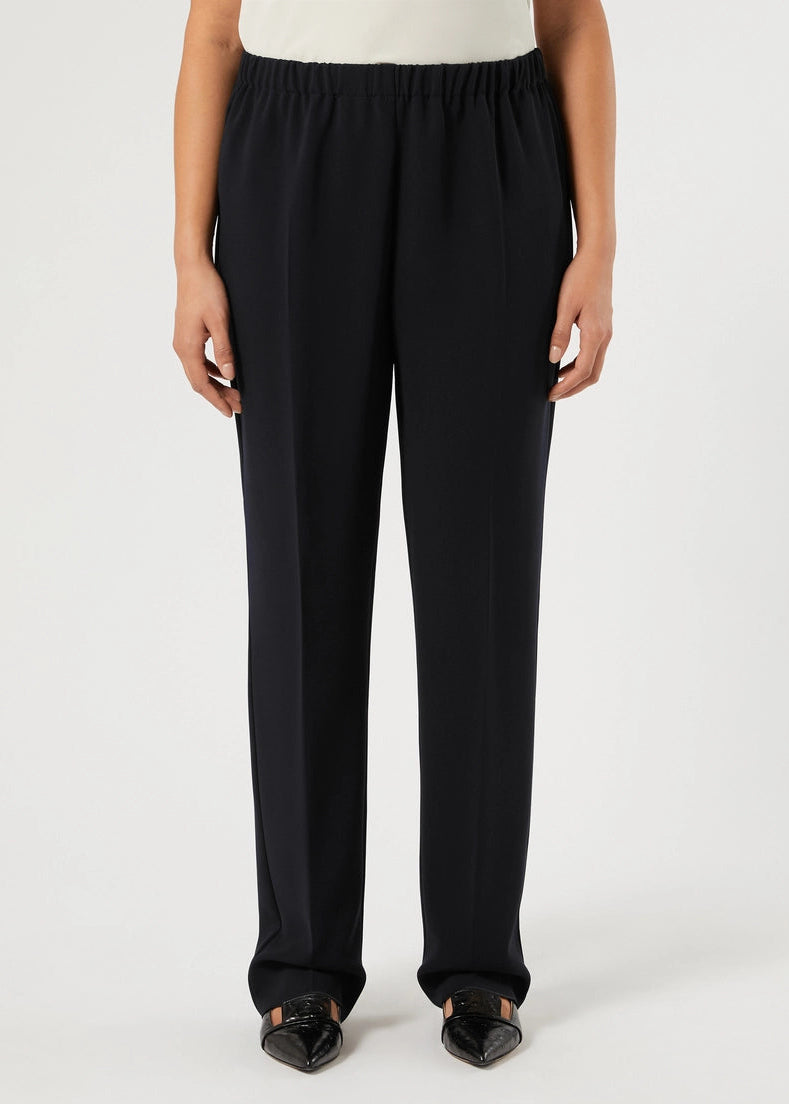 front view of plus size Marina Rinaldi Rapsodia Comfort Fit Pull On Pant in Black